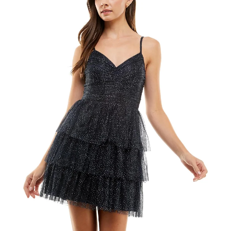 City Studios Womens Juniors Party Mini Fit & Flare Dress