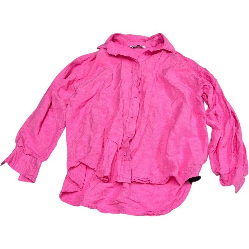 Top Long Sleeve By Stardivarius In Pink, Size: S