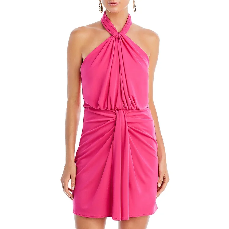 Cinq a Sept Womens Kaily Blouson Mini Halter Dress