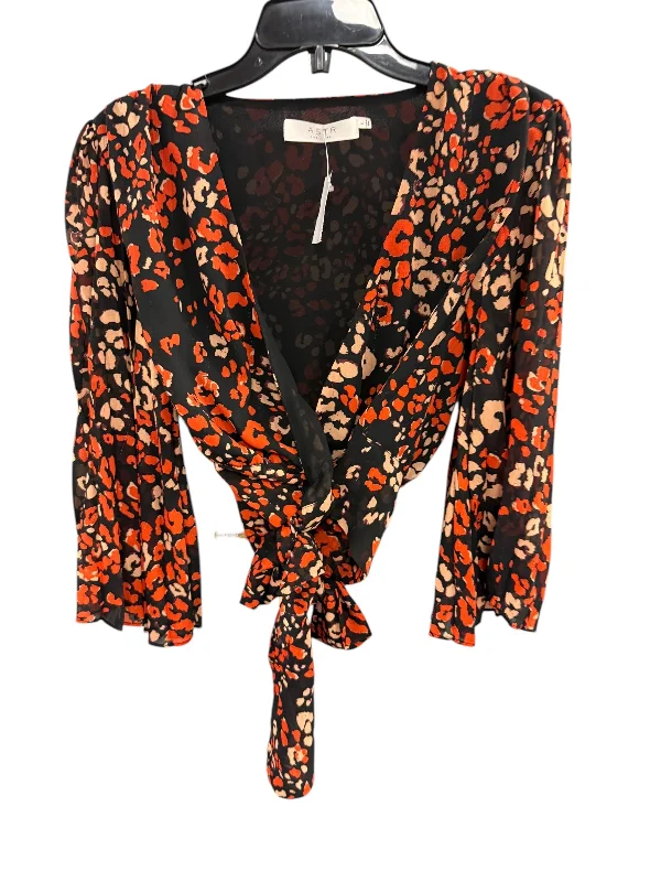 Top Long Sleeve By Astr In Black & Orange, Size: S