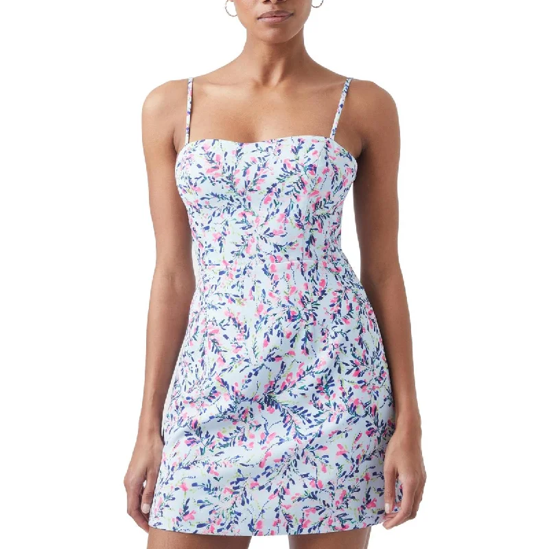 French Connection Womens Floral Tie Back Mini Dress