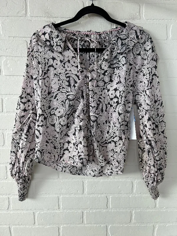 Top Long Sleeve By Anthropologie In Grey & Pink, Size: Xsp