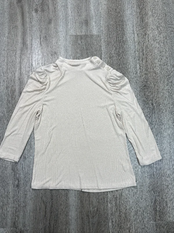 Top Long Sleeve By Evereve In Beige, Size: M