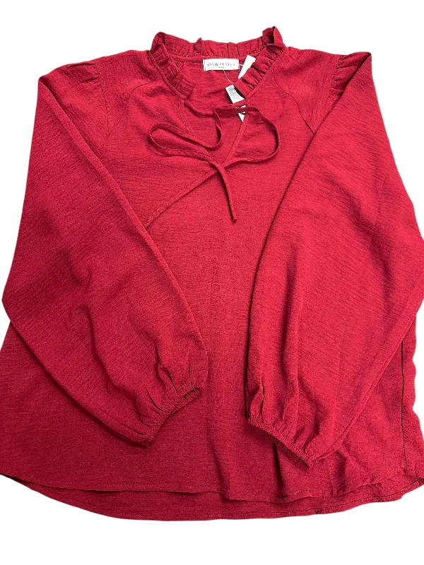 Top Long Sleeve By Cmc In Red, Size: S