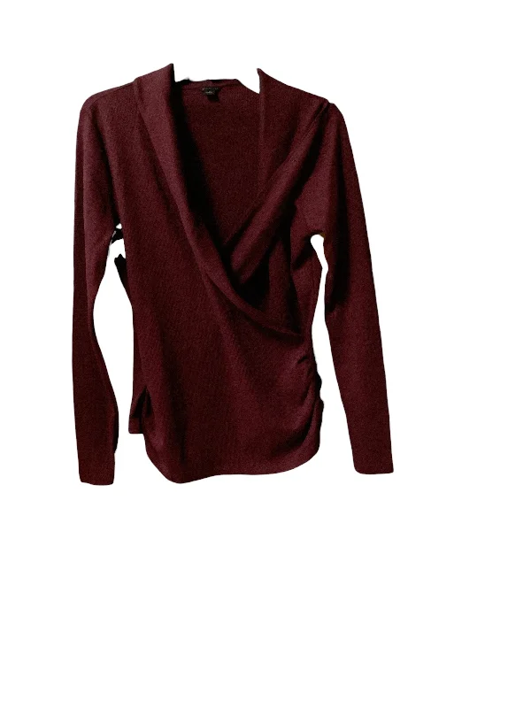 Top Long Sleeve By Ann Taylor In Maroon, Size: M