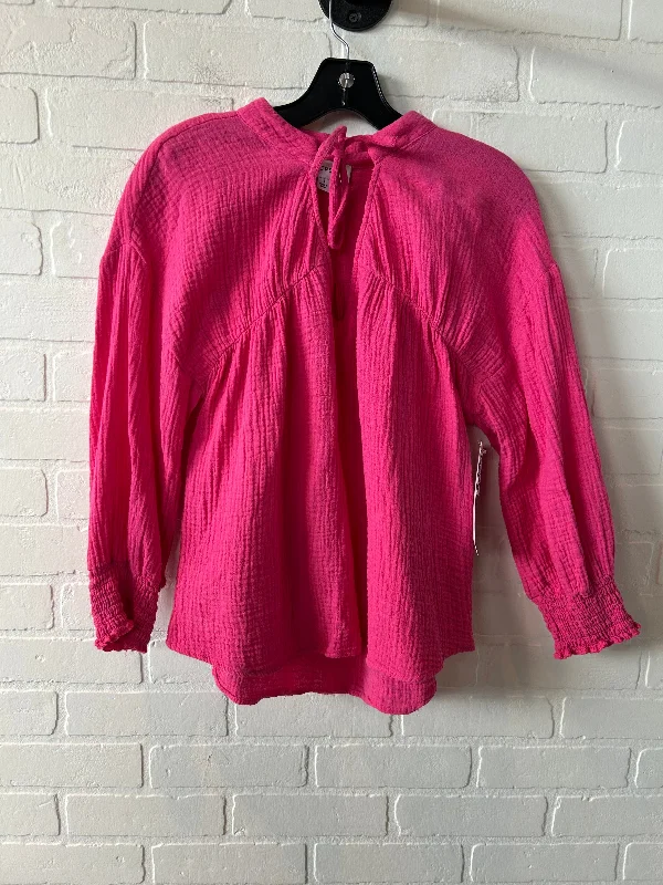 Top Long Sleeve By Evereve In Pink, Size: S