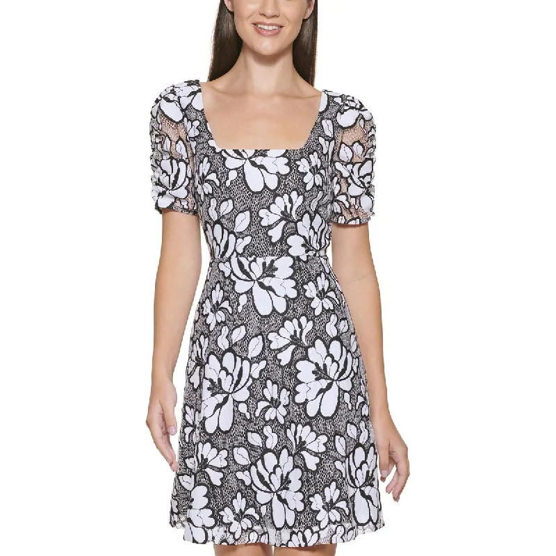 Kensie Womens Floral Lace Mini Dress