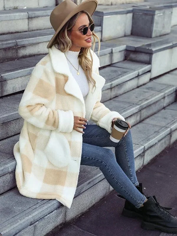 Oversized Plaid Women Overcoat