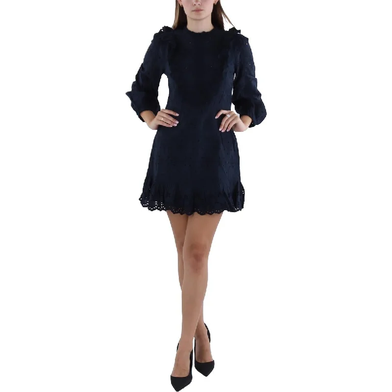 French Connection Womens Ruffled Above Knee Mini Dress