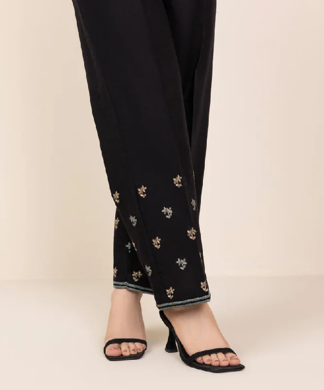 Embroidered Khaddar Straight Pants