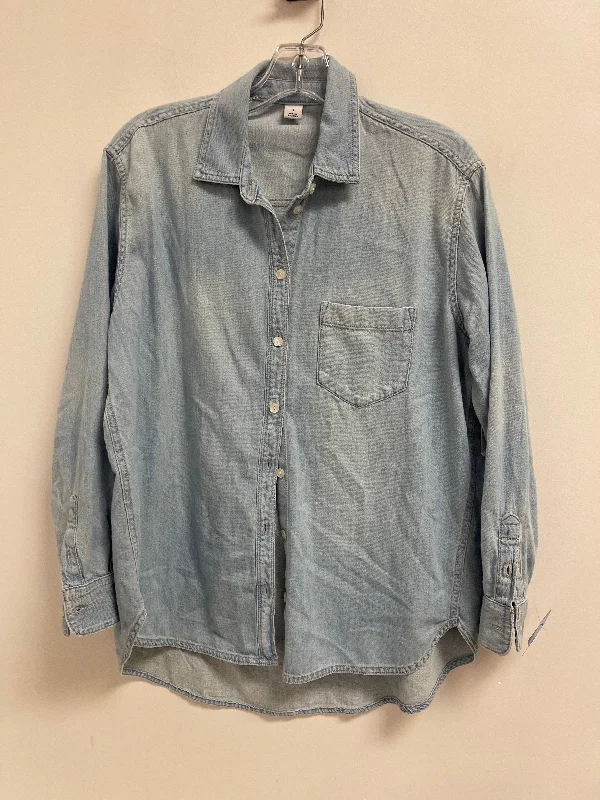 Blouse Long Sleeve By Old Navy In Blue Denim, Size: S