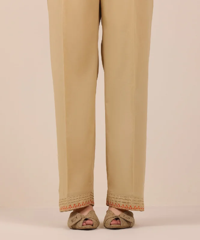 Embroidered Cambric Straight Pants