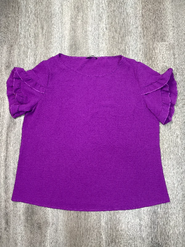 Blouse Short Sleeve By Fashion In Purple, Size: Xl