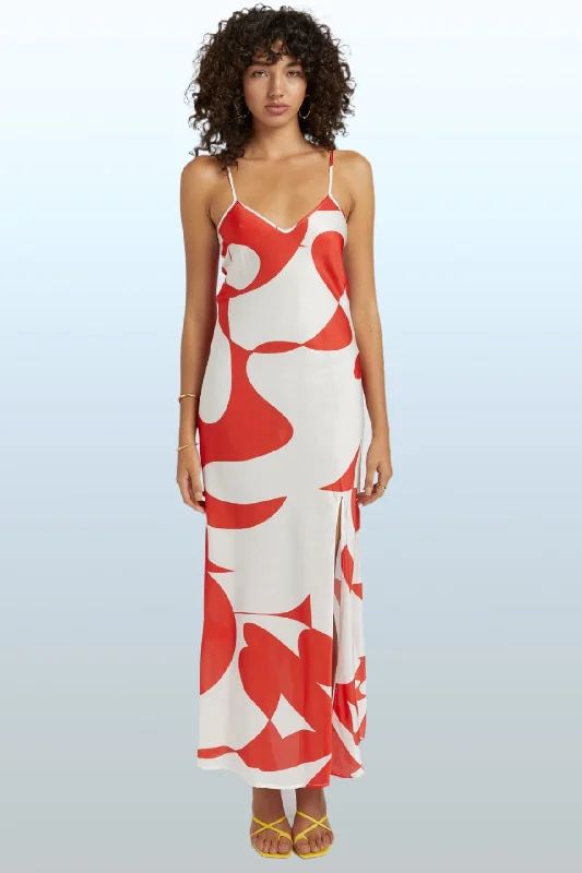 SUMMI SUMMI Womens Siren Silk Maxi Dress - Sailors Delight