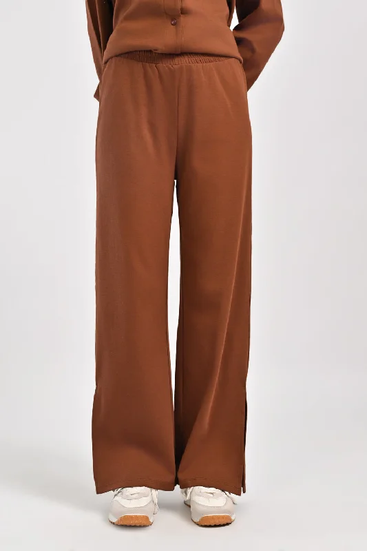 SOFT KNIT WIDE LEG TROUSERS