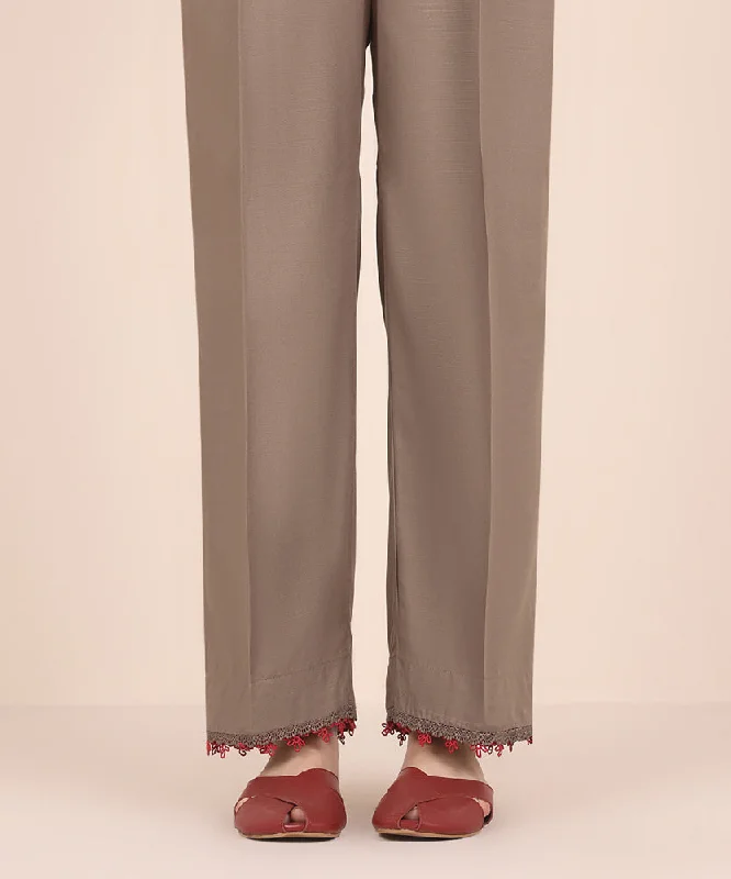 Raw Silk Straight Pants