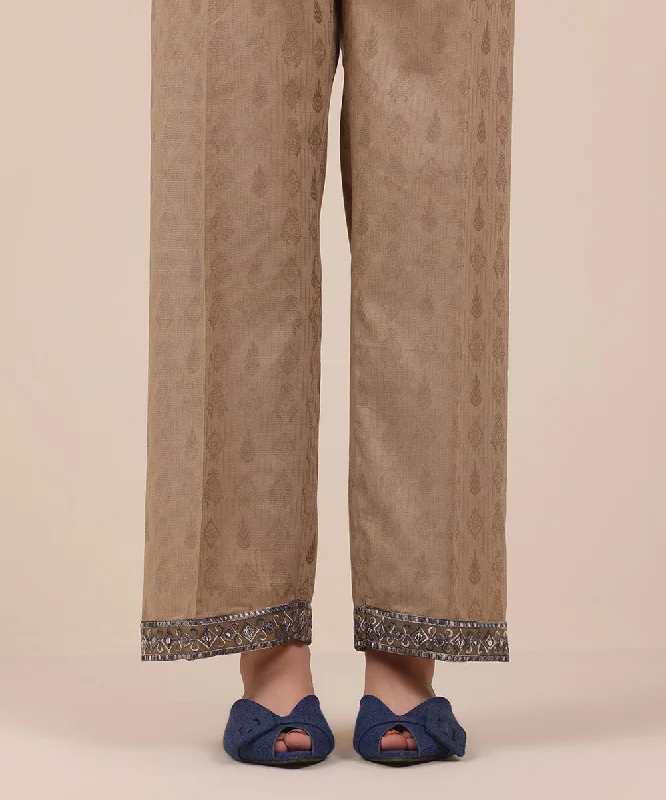 Embroidered Jacquard Straight Pants