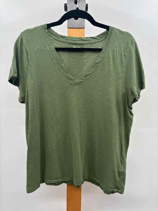 madewell Women's Size L Green Heathered Short Sleeve Shirt