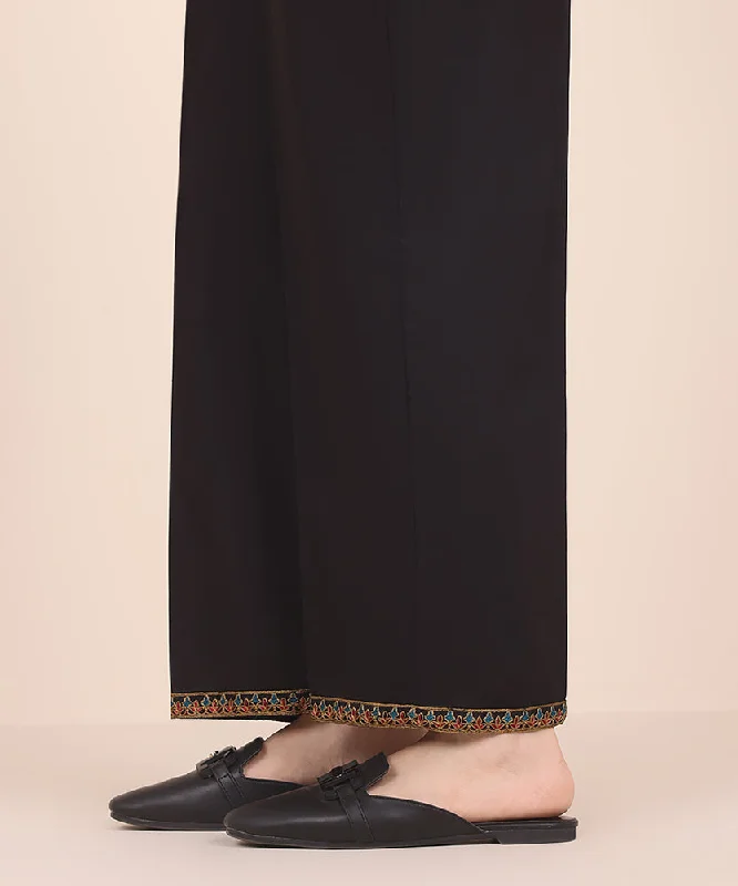 Embroidered Cambric Straight Pants