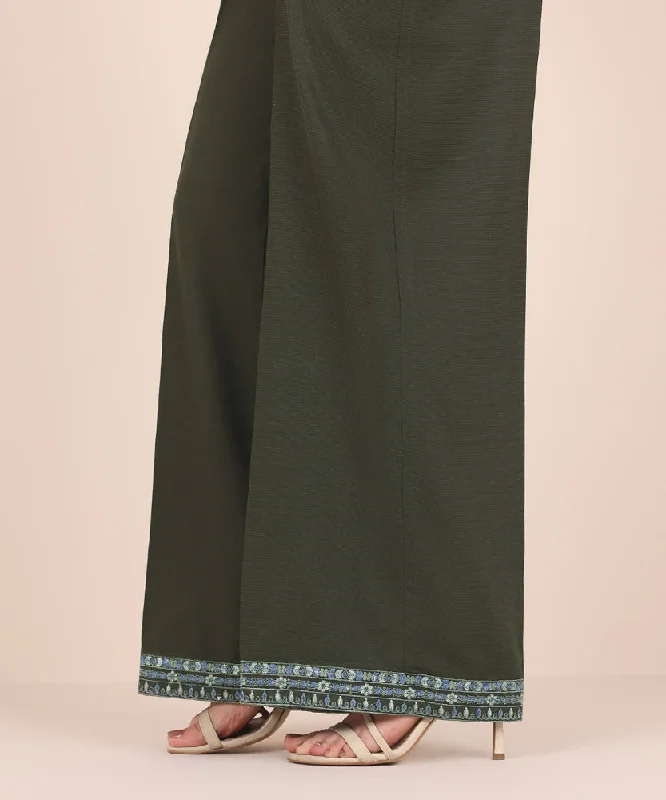 Embroidered Raw Silk Culottes