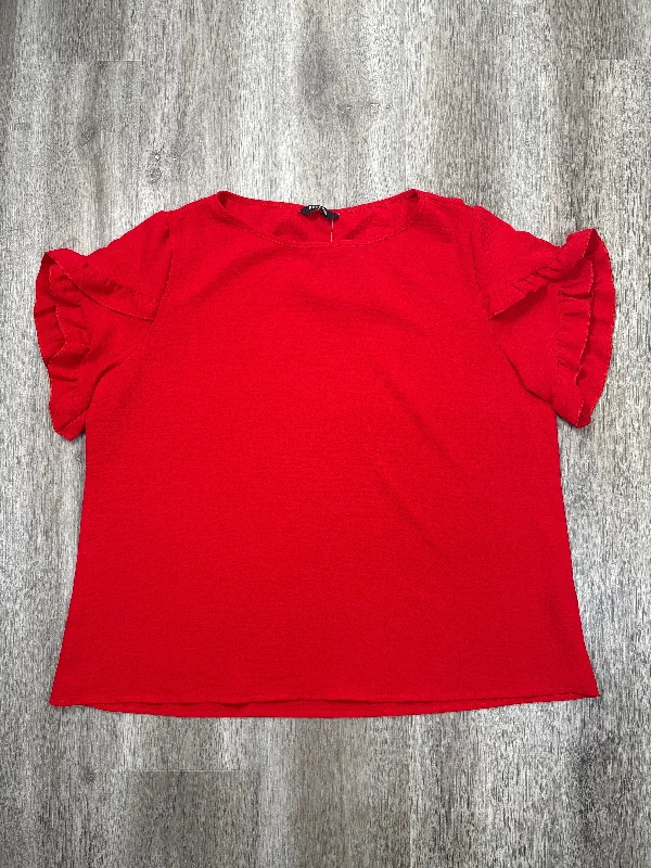 Blouse Short Sleeve By Fashion In Red, Size: Xl