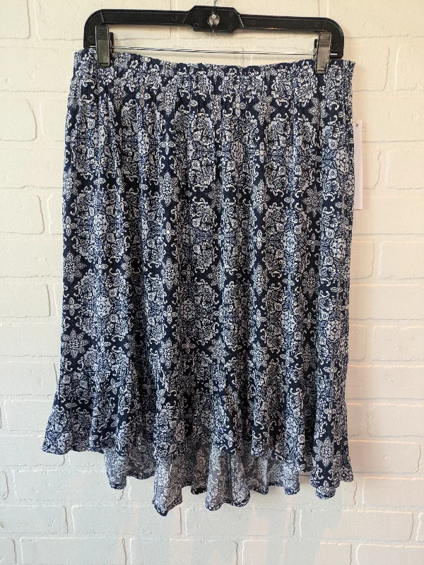 Blue & White Skirt Midi Westport, Size 8