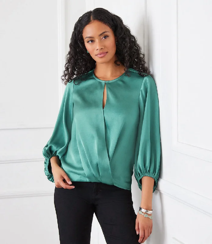 Keyhole Crossover Satin Top