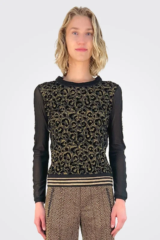 Mesh Blouse - Black Print