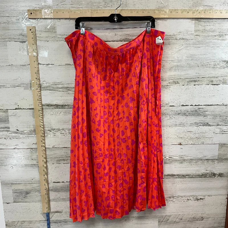 Orange & Pink Skirt Midi Scoop, Size 3x