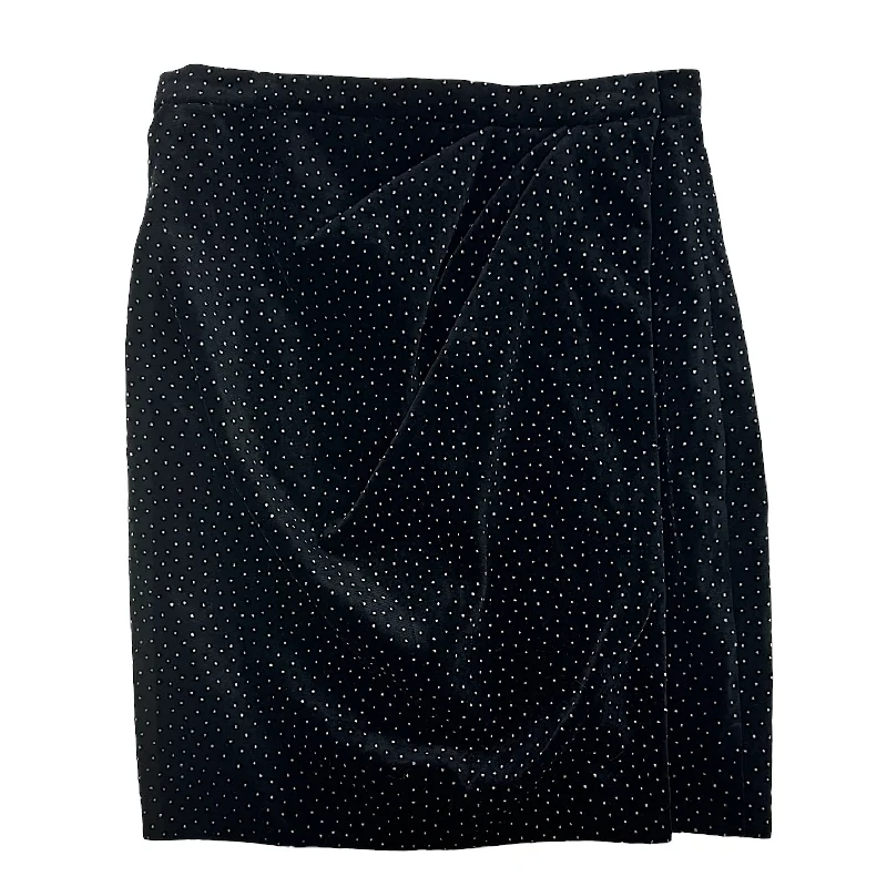 Pleat Wrap Skirt in Black White Dot Velvet Theory, Size 2