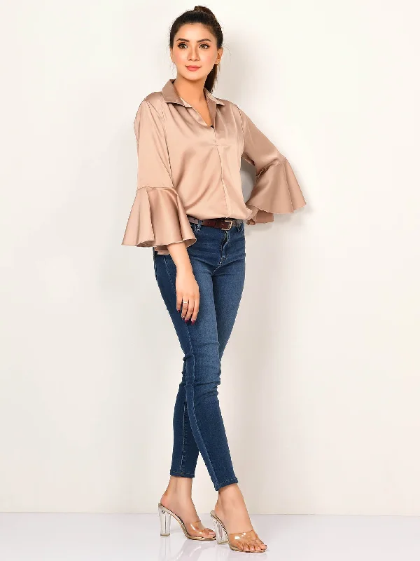 Flare Sleeved Silk Top