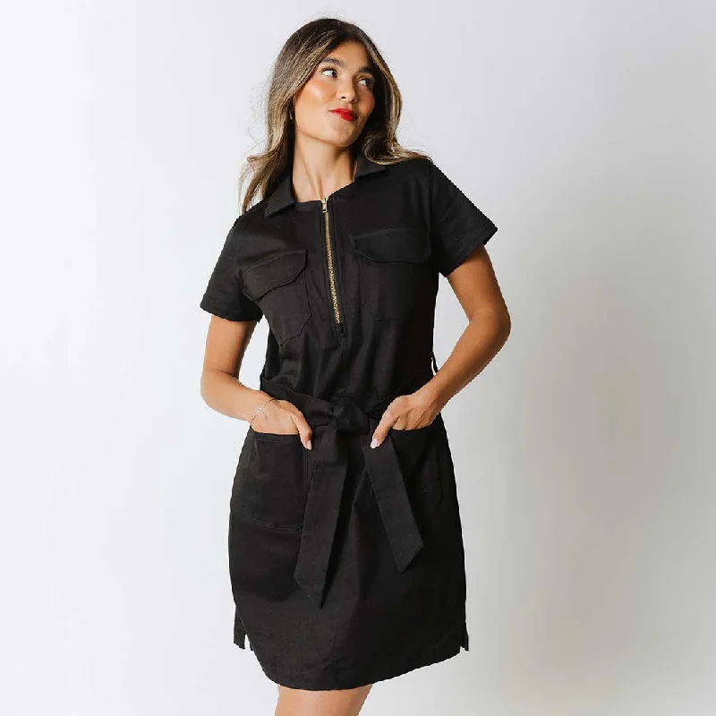 Hamptons Dress, Black Canvas