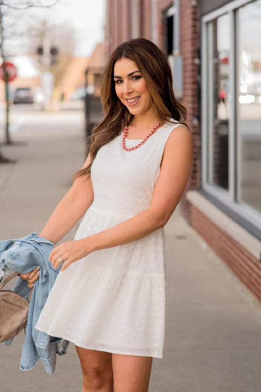 Subtle Eyelet Open Back Tank Dress