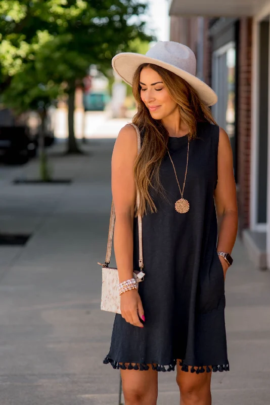 Tassel Trim Tank Dress