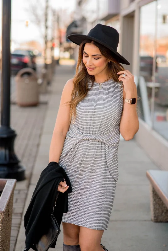 Thin Striped Twisted Tank Dress