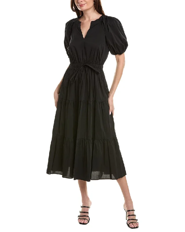 Anne Klein Tiered Puff Sleeve Midi Dress