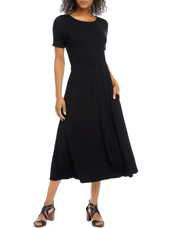 Artisan Womens Crewneck Short Sleeve Midi Dress