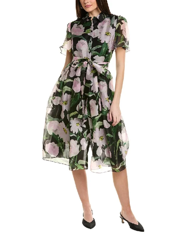 Carolina Herrera Button-Down Midi Silk Shirtdress