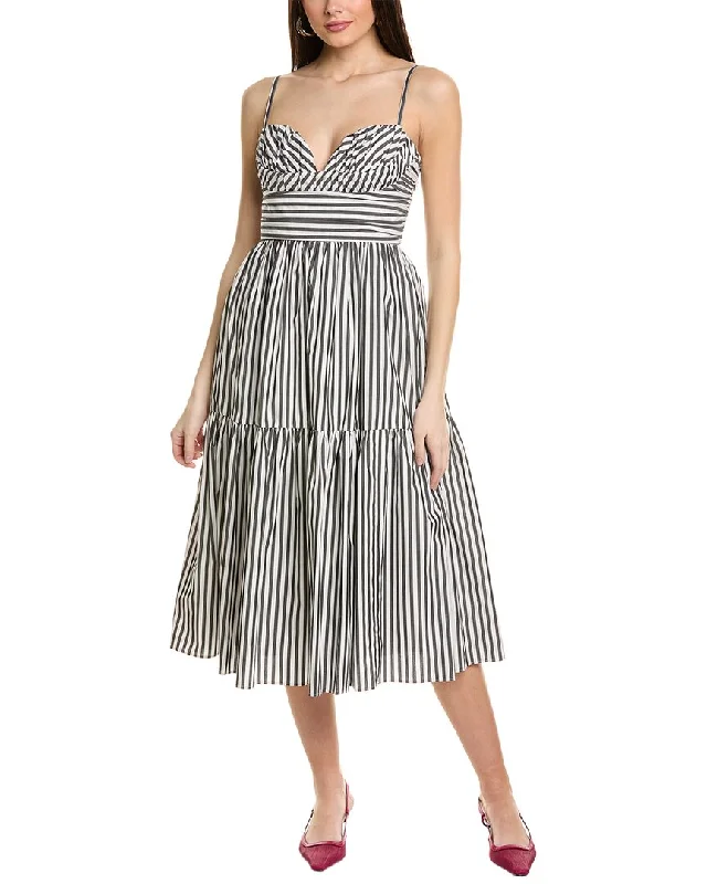 Carolina Herrera Spaghetti Strap Gathered Bodice Midi Dress