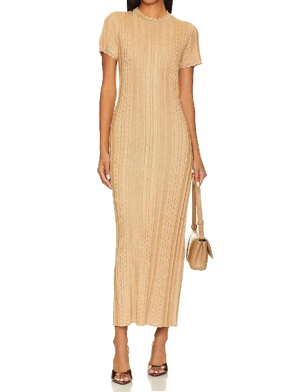 Valleta Midi Dress In Gold Shimmer Knit