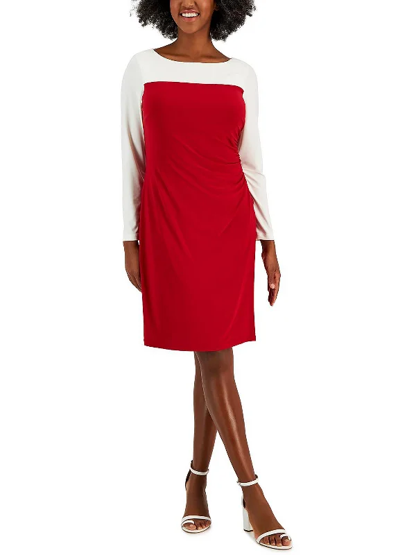 Womens Color Block Midi Shift Dress