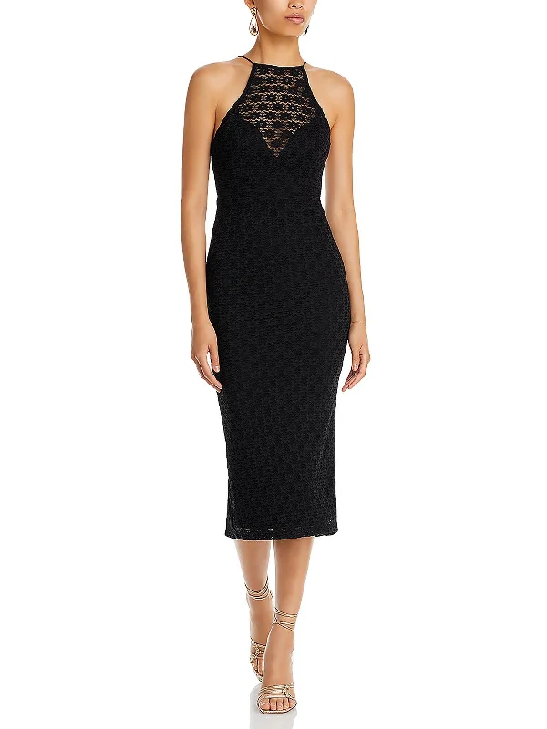 Womens Lacy Short Midi Dress