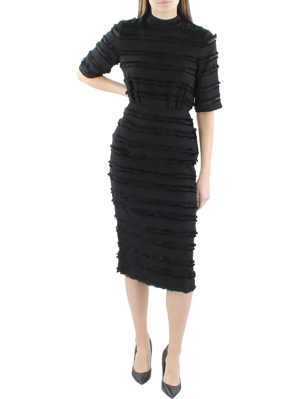 Womens Midi Fringe Cocktail And Party Dress