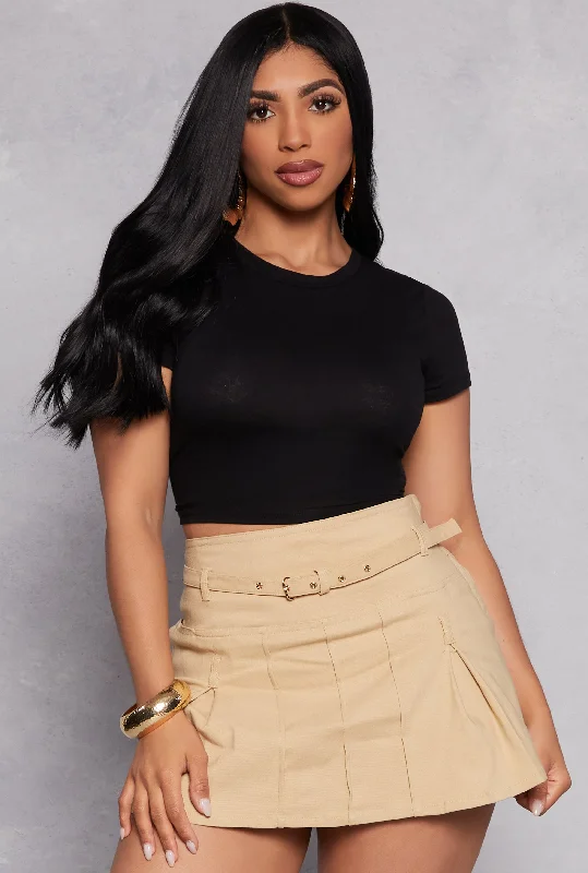 Short Sleeve Crew Neck Crop Top