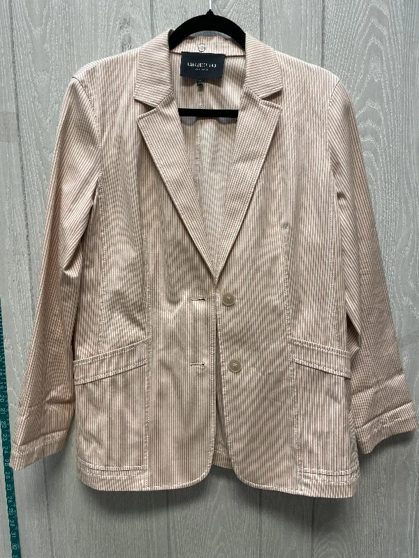 Blazer Designer By Lafayette 148 In Cream & Tan, Size: M