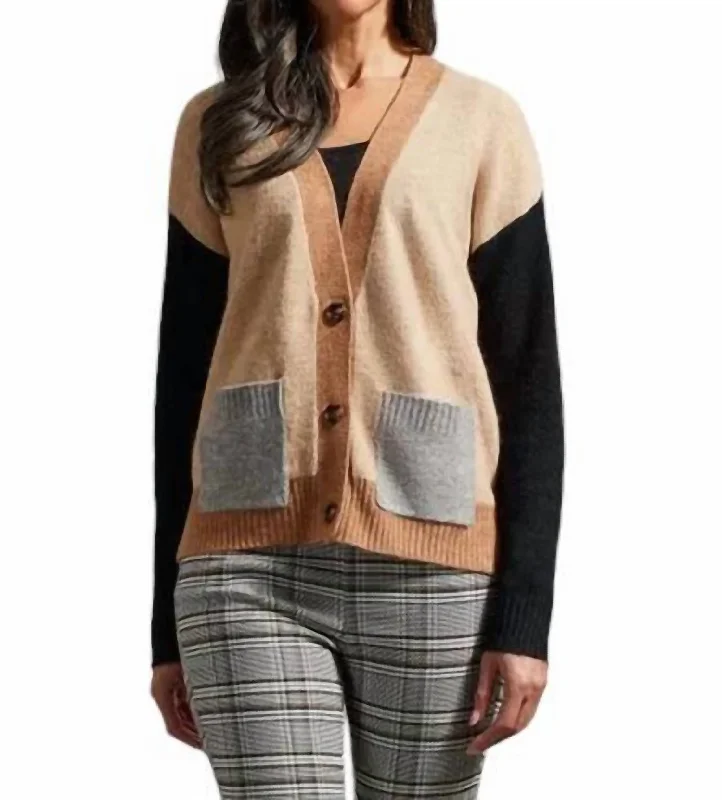 Colorblock Cardigan In Nomad