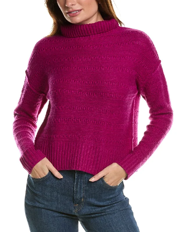 Forte Cashmere Crop Textured Mock Neck Wool & Cashmere-Blend Sweater