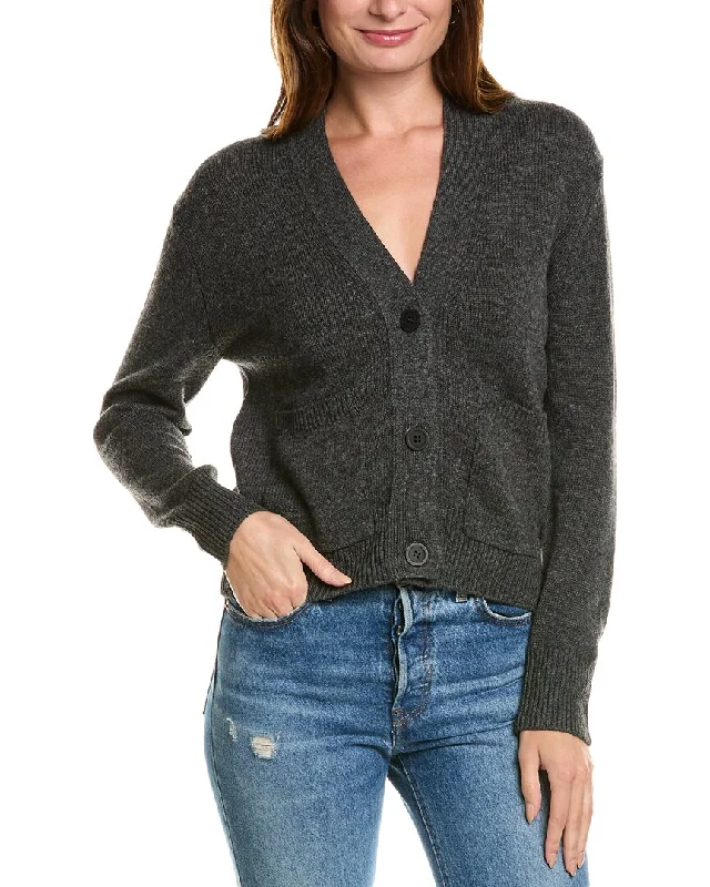 Forte Cashmere Pocket V-Neck Wool & Cashmere-Blend Cardigan