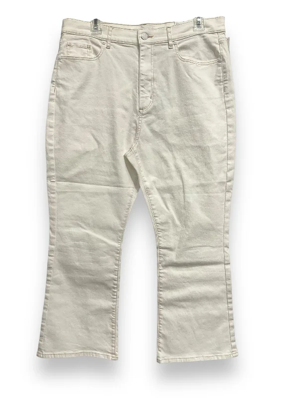 Jeans Cropped By Loft In White Denim, Size: 12