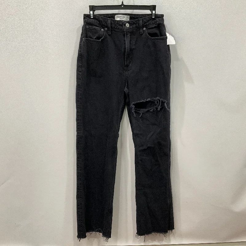 Jeans Straight By Abercrombie And Fitch In Black, Size: 4